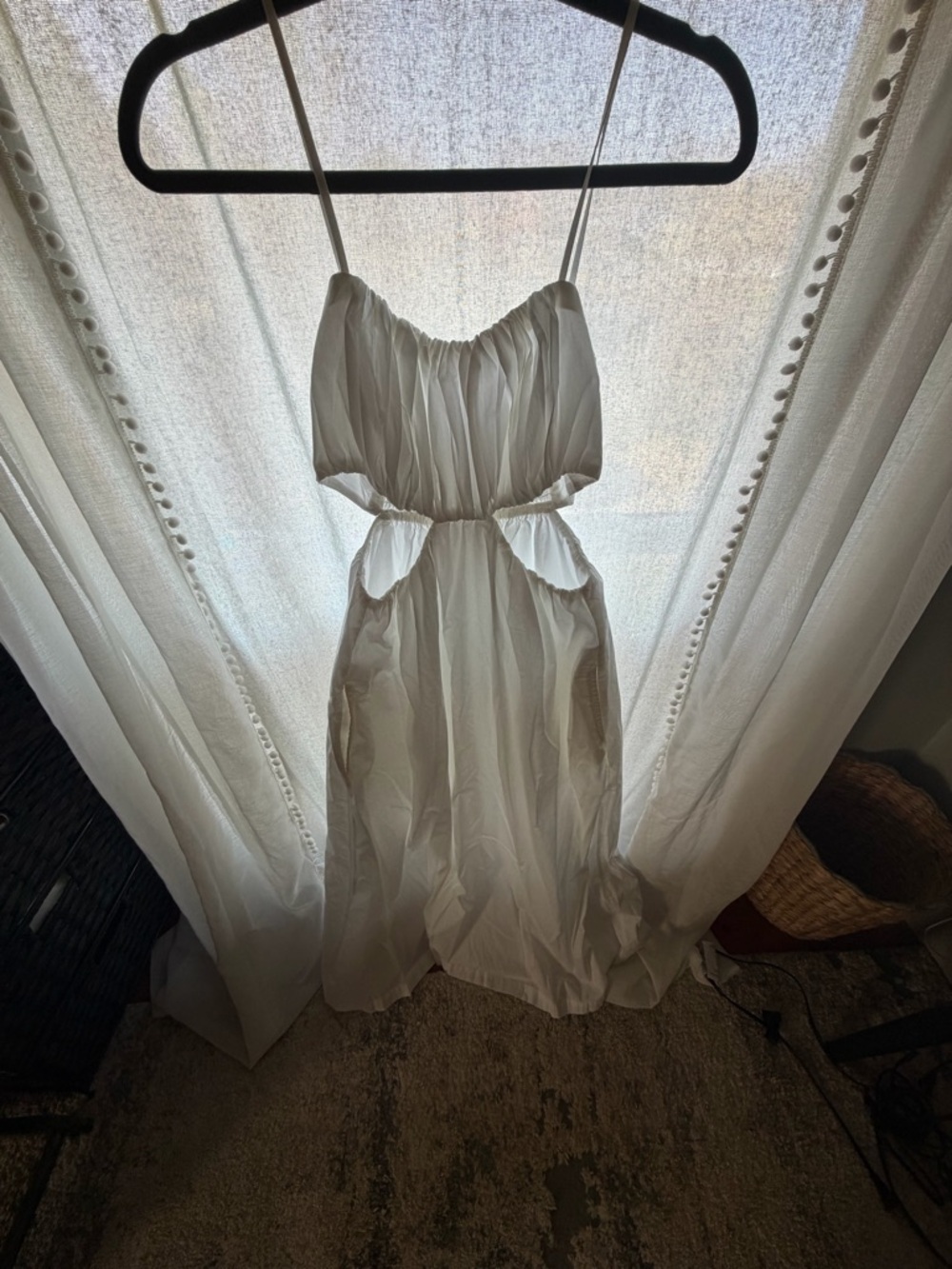 White Cutout Spaghetti-Strap Maxi Dress